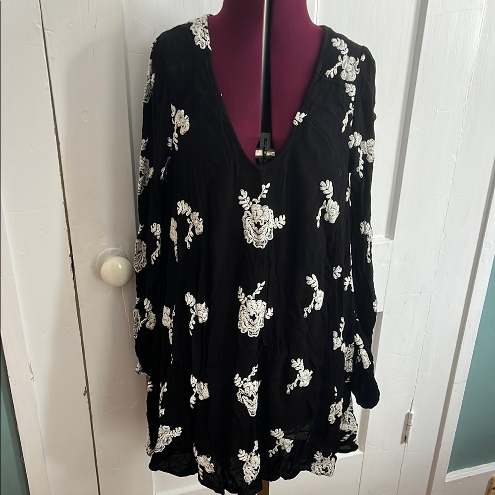 Free People Black and White Floral Mini Dress